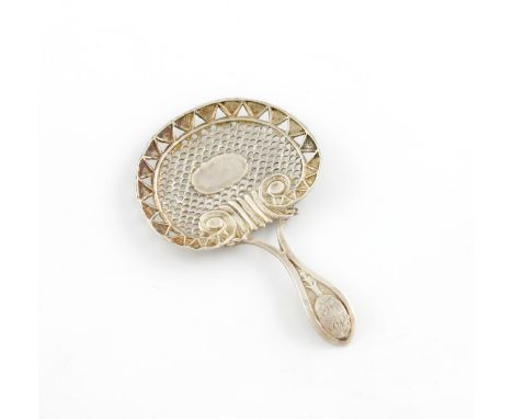 A George III silver caddy spoon, by Joseph Taylor, Birmingham 1809, the oval bowl with pierced 'filigree' decoration, the cen