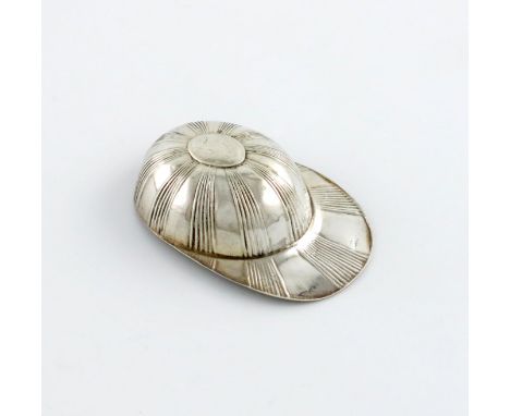 A George III silver jockey cap caddy spoon, no apparent maker's mark, Birmingham 1801, with alternate panels of fluted decora