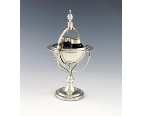 λ A George III old Sheffield plated globe inkwell, possibly by Roberts, Cadman and Co, circa 1795, the two-section domed cove