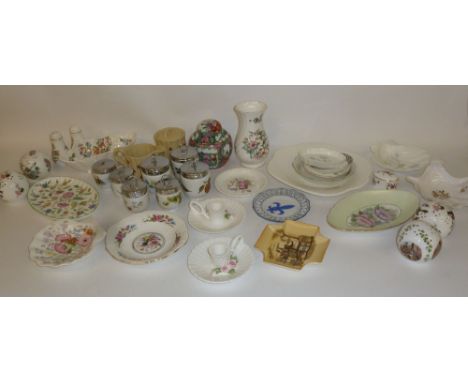 MODERN WEDGWOOD CANE WARE MILK JUG AND SUGAR BASIN AND COVER, CYLINDRICAL AND BAMBOO PATTERN, MINTON 'HADDON HALL' PATTERN OV