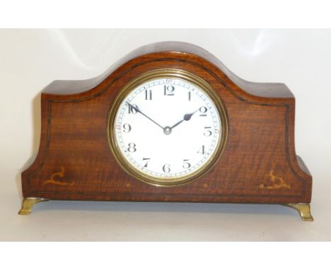 INLAID MAHOGANY MANTEL CLOCK 