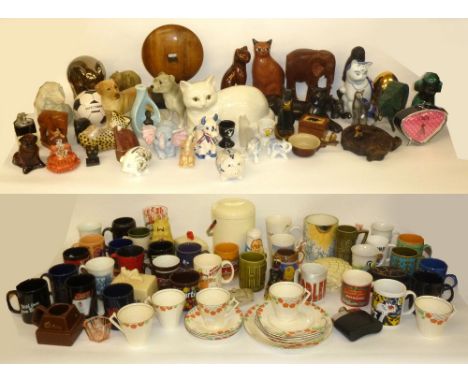 1930's PART TEA SET AND A QUANTITY OF OTHER MODERN CHINA WARES AND A NUMBER OF CATS, DOGS AND OTHER ANIMAL CERAMIC MODELS ETC