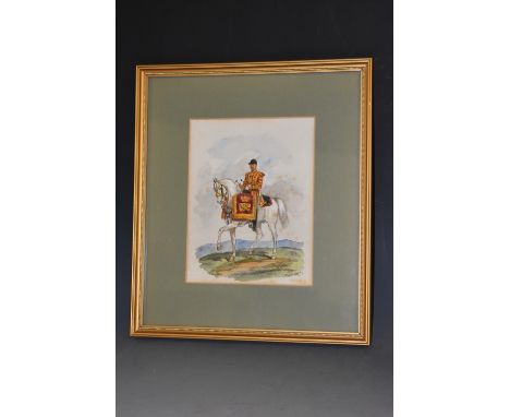 R**Simkin (20th century)Regimental Drummer on Horsebacksinged, watercolour, 17cm x 13cm