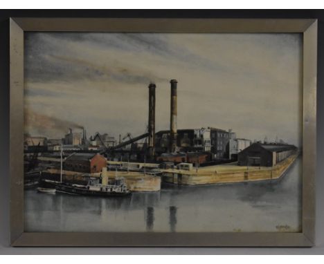 R L Batley (20th century)The Docks, Industrial Landscapesigned, watercolour, 30.5cm x 42.5cm