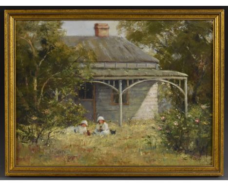 S OakleyChidren Playing with Kittenssigned, oil on hardboard, 29.5cm x 39.5cm