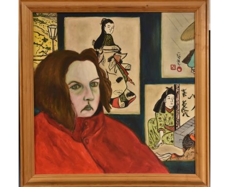 Kate O'ConnorSelf Portrait with Japanese Printssigned, oil on canvas, 76cm x 75cmLabel to verso for National Portrait Gallery