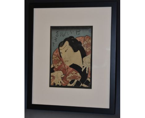 Japanese School (Meiji period), a woodblock print,  Portrait of a Kabuki Actorinscribed, 23cm x 16cm