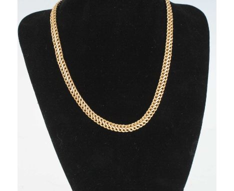 A modern 9ct gold flatlink necklace, 10.9g, length 39cm 