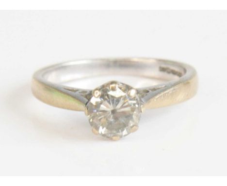 A modern 18ct white gold diamond solitaire ring, the claw set brilliant weighing approx 0.4 carats, clarity assessed as I1 - 