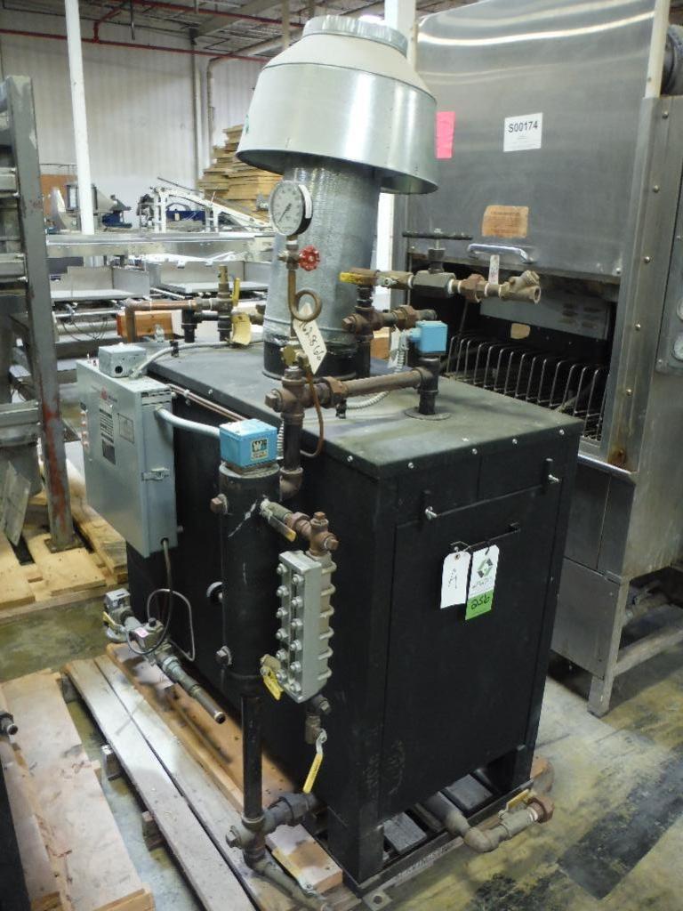 2002 Parker 9.5 hp steam boiler, Model 1039.5, 398,000 btu/hr. natural