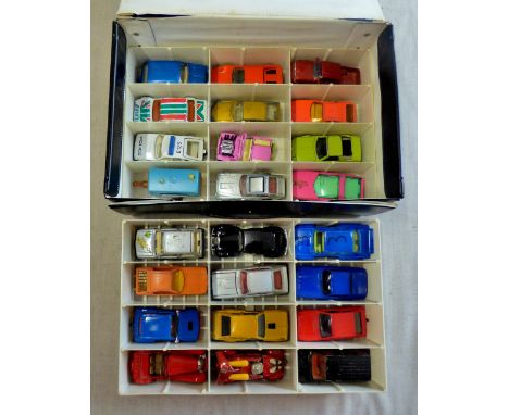 Corgi, Matchbox, etc-collection of (24) mostly racing cars housed in a Mattel Race Case-Play worn some quite fine(24)