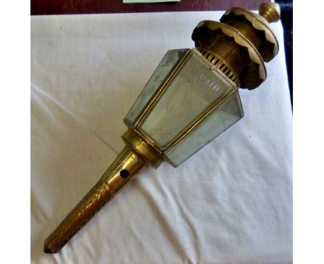 Vintage Lamp - Ideal for out or indoor use - brass with cut glass windows 