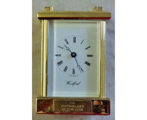 Good looking carriage clock- Woodford of England, seven jewel, appears in good order, but needs some attention