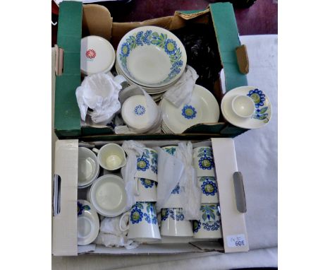 Tor Viking - Porcelain-made in Norway delightful blue pattern-mixed-includes (4) egg cups-(1) small cream jug-(4) sugar bowls