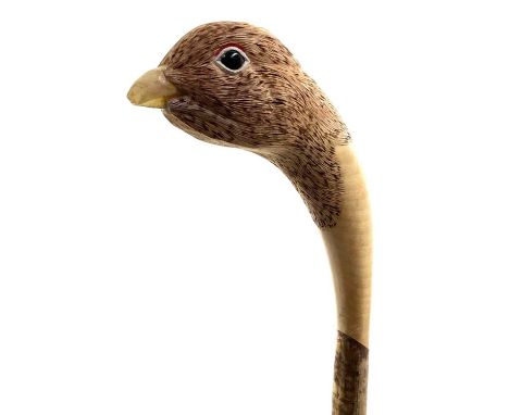 A Westley Richards hand-carved stick, in the form of an English Partridge head, bearing the company's stag mark, height 115cm