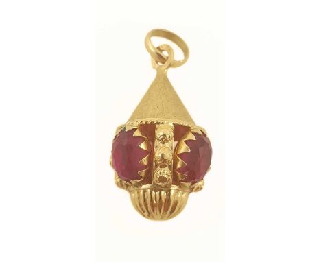 A red paste fob pendant, jump ring stamped 750, length 3.2cm, 6.1g
