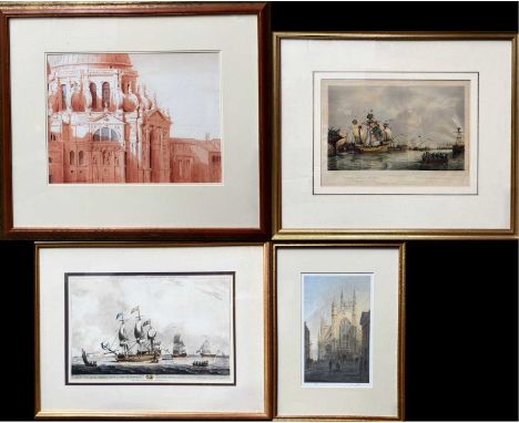 Tim Dolby (British, 1954-2022), Basilica Santa Maria della Salute, print in colours, 37 by 50cm, with two marine prints, 'The