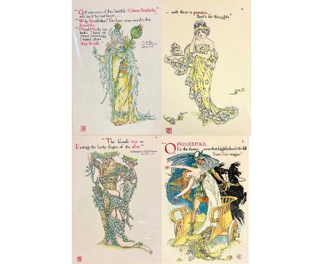 Walter Crane (British, 1845-1915), Flowers from Shakespeare’s Garden colour lithographs: Pansies, Female Ivy, Holy Thistle, P