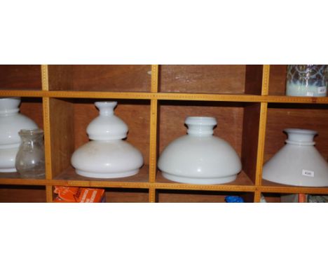 Four white glass lamp shades