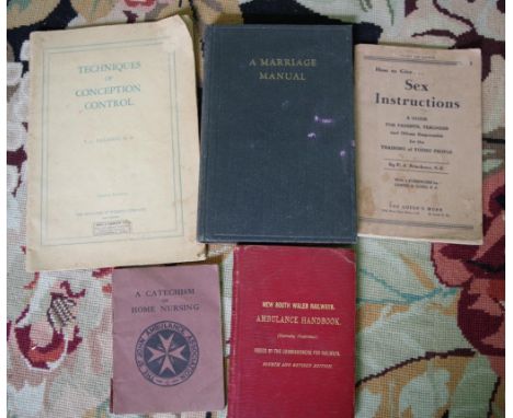 Five various vintage medical books to include; Sex instructions, A Marriage manual