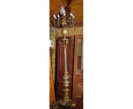 Large cast brass foyer lamp Approx 2.5m high.