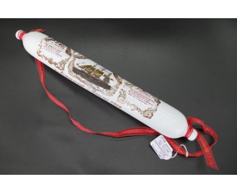 Antique glass rolling pin hand painted decoration - token of respect
