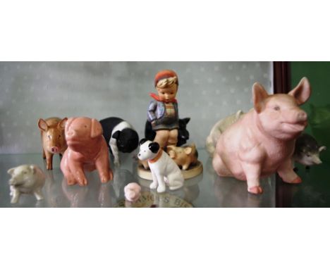 Ten various ceramic pigs to include Mid Winter, Hummel, Doulton etc.