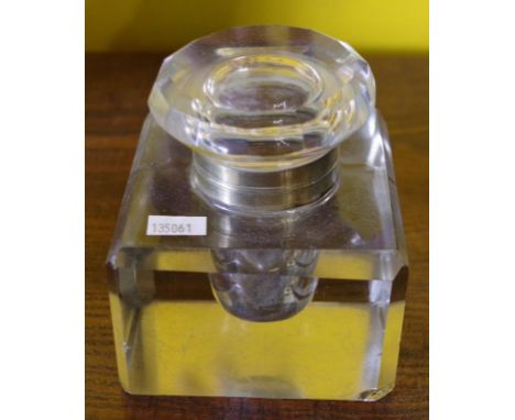 Large Victorian glass inkwell