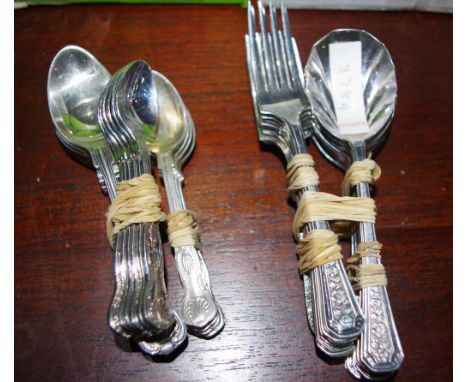 Various silver spoon &amp; fork sets including cake, coffee, tea etc