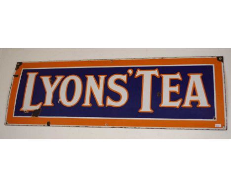 Large Lyon's Tea enamel sign 90 by 30cm.