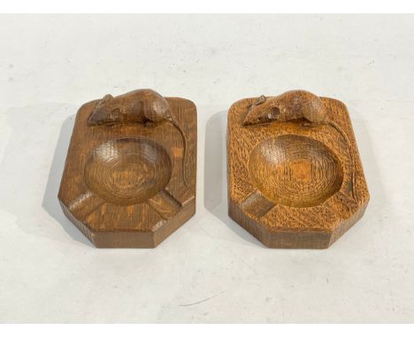 Two Mouseman ashtrays 