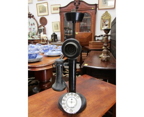 A vintage Bakelite stuck telephone converted into a table lamp 