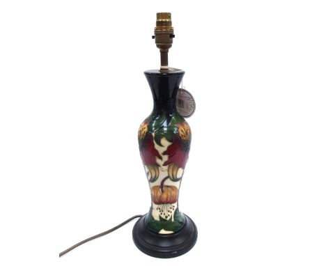 A Moorcroft Anna Lily pattern lamp base, designed by Nicola Slaney, 34cm tall excluding fitting 