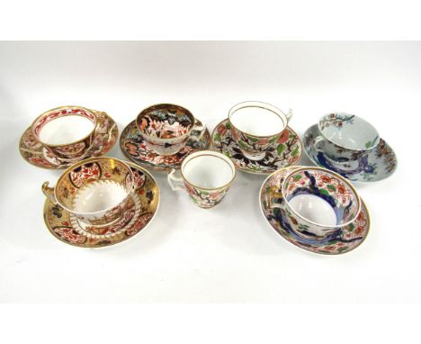 Six 19th Century imari cups and saucers to include Spode examples 