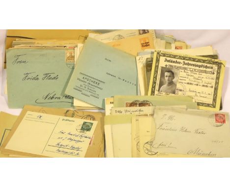 A collection of WWII German documents to include hunting permit and Wehrpass postal items. P&amp;P Group 2 (£18+VAT for the f