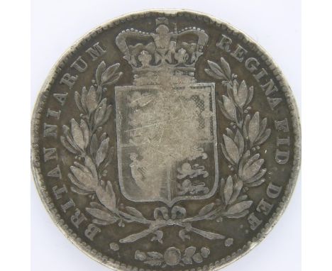 1844 silver crown of Queen Victoria, star stops. P&amp;P Group 1 (£14+VAT for the first lot and £1+VAT for subsequent lots)