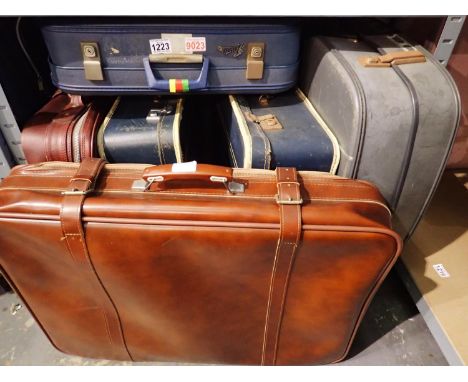 Six vintage suitcases, various sizes. Not available for in-house P&amp;P, contact Paul O'Hea at Mailboxes on 01925 659133 
