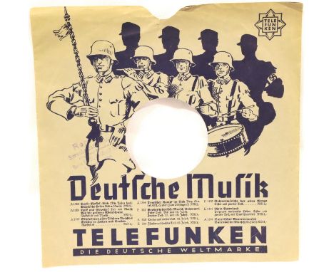 Rare 78 RPM WWII period Nazi record cover with Wehrmacht matching and SA ominously marching behind them with the only Swastik