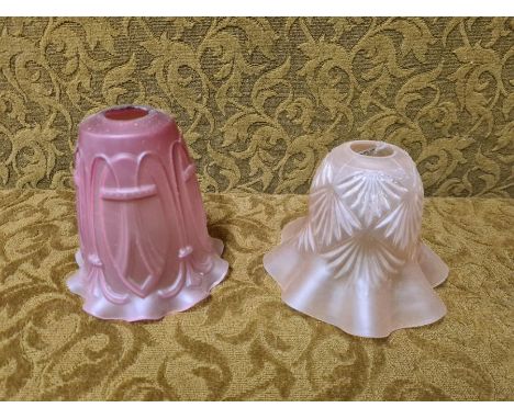 1930's pink glass light shade and pale pink flared light shade.
