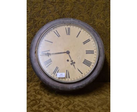 Victorian mahogany Postmasters clock with enamel Roman numeral dial.