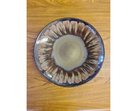 16" diameter bronzed metallic Volcanic design Poole pottery charger.