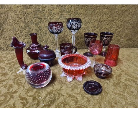 A collection of Victorian and later ruby glass.