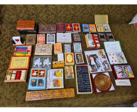Vintage playing cards and other parlour games.