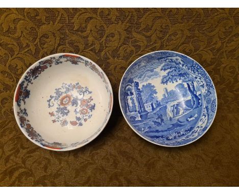 Royal Doulton and Spode Italian bowls.  Royal Doulton Nankin pattern bowl, 235mm diameter x 100mm tall, Spode Italian bowl 24