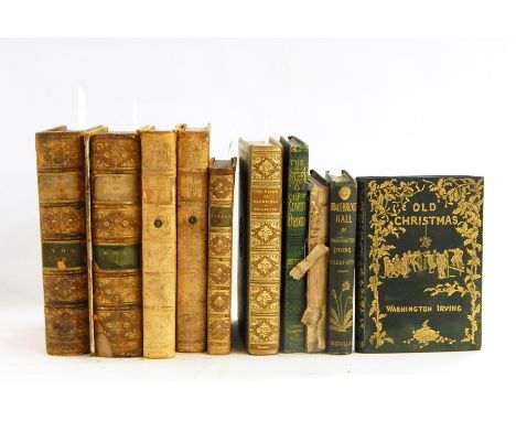 Fine Bindings Irving, Washington"Old Christmas", Macmillan 1876, ills R Caldecott, full pictorial cloth"Brace Bridge Hall", M