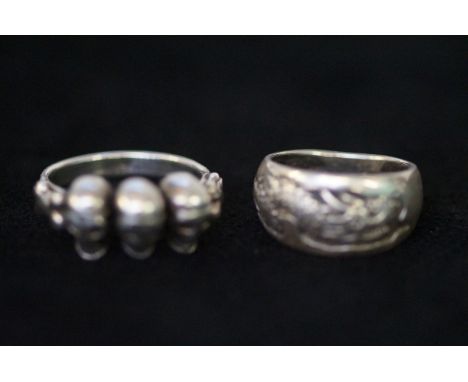 2 Silver Rings (1 Skull &amp; 1 Dragon)