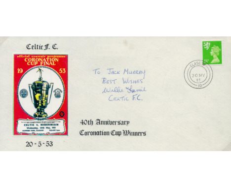 Football Celtic Willie Fernie signed 1953, 40th ann Coronation Cup cover. Good condition. All autographs come with a Certific
