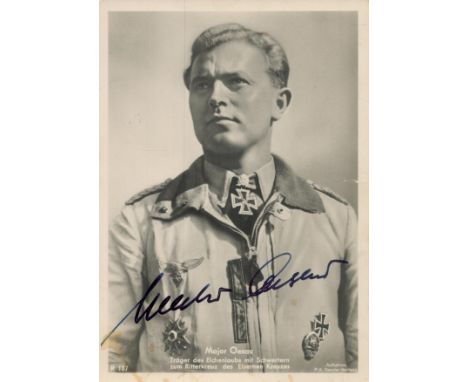 WW2 KIA Walter Oesau Luftwaffe fighter ace signed WWII 6x4 sepia vintage wartime postcard photo. Oesau was aged 30 at the tim