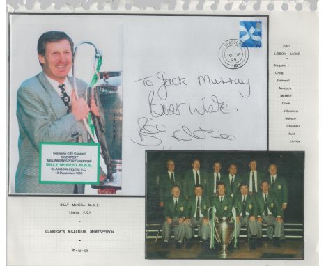 Football Celtic Billy McNeil Lisbon Lion signed 1999 Millennium Greatest cover. Set with corner mounts on A4 descriptive page
