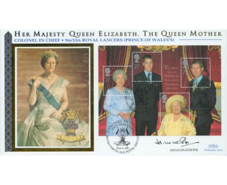 Brig, H W K Pye signed rare Benham official Queen Mother 100th Birthday silk 2000 FDC. He ended his military career as Deputy